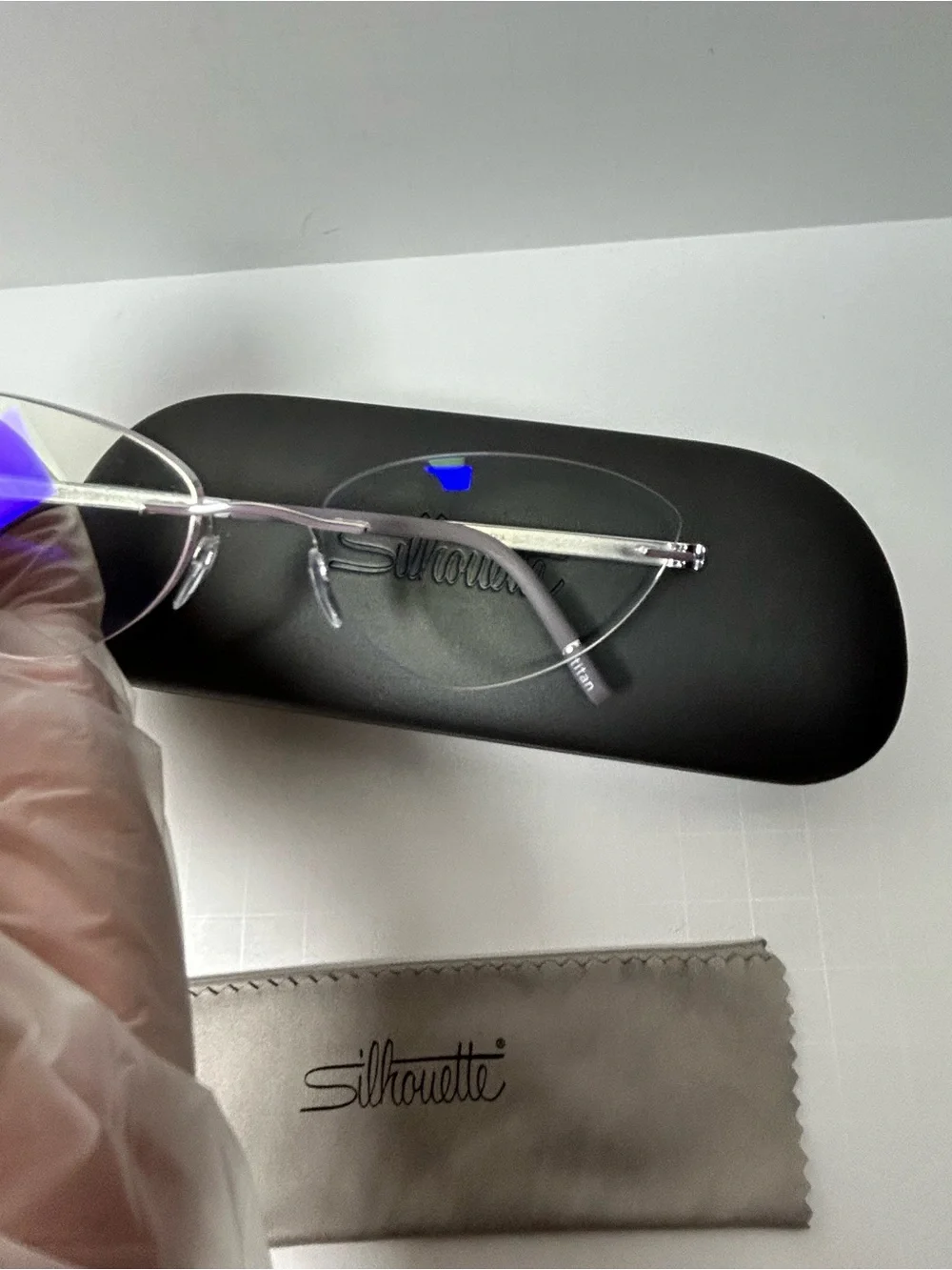 Silhouette Rimless Cat Eye Frames in Lavender and Silver 5529 70 4000 17-135